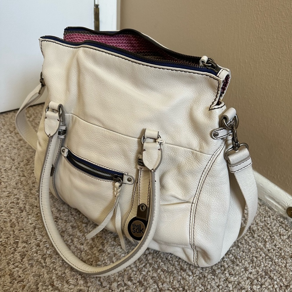 Sak white leather crossbody bag